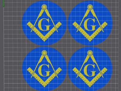 Square and Compass coaster set of 4
