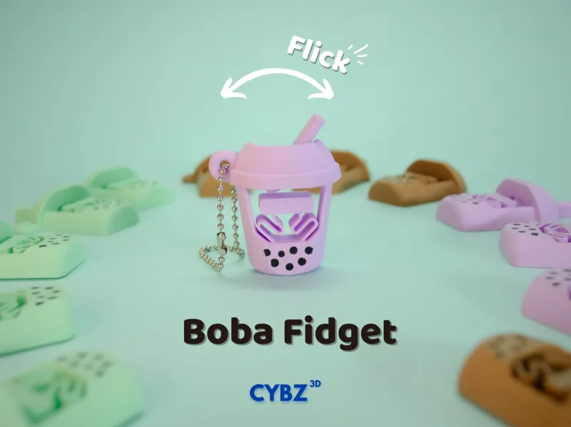 Fidget Flick Boba Tea - Print in place!