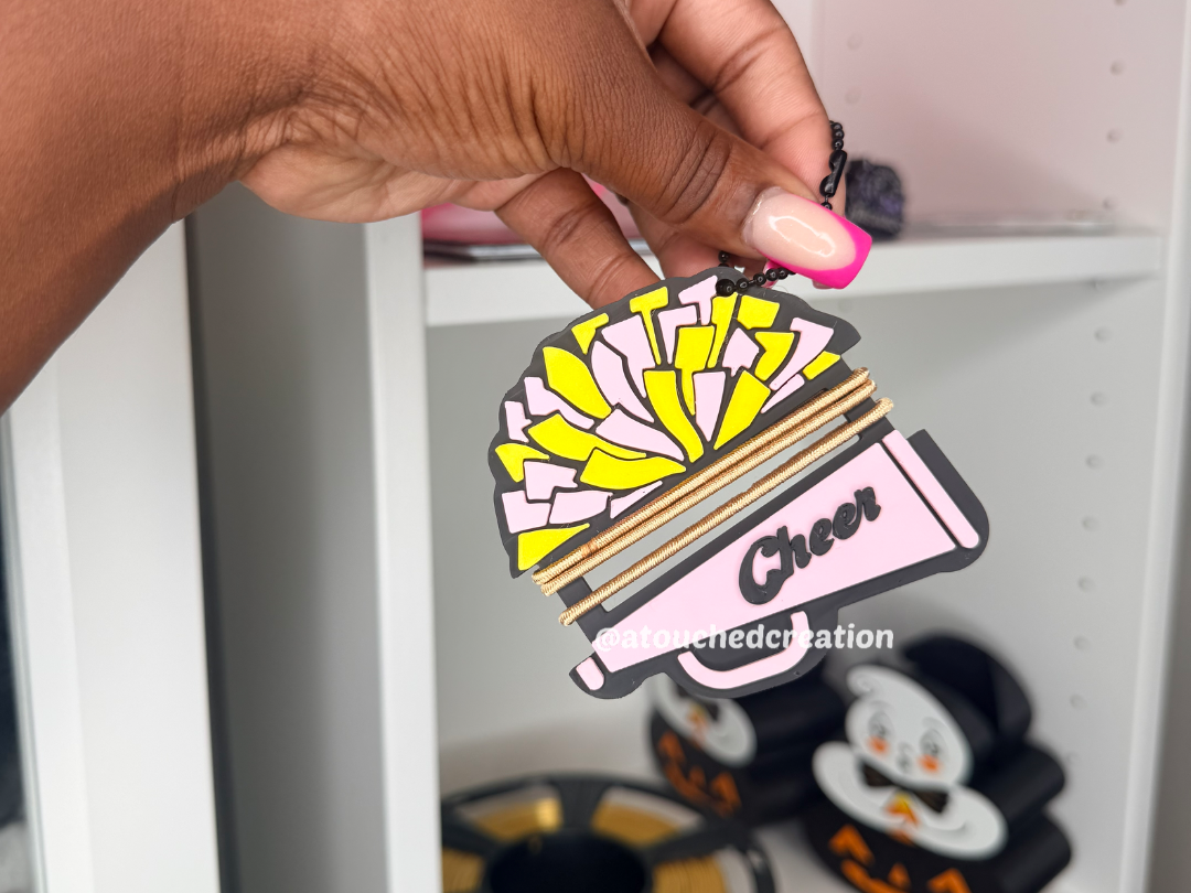Cheer Pom-Pom Ponytail Holder Keychain - 1