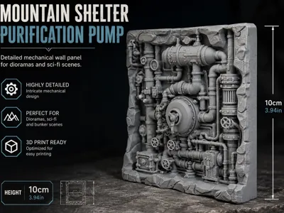 Sci-Fi diorama Mountain Shelter Purification Pump