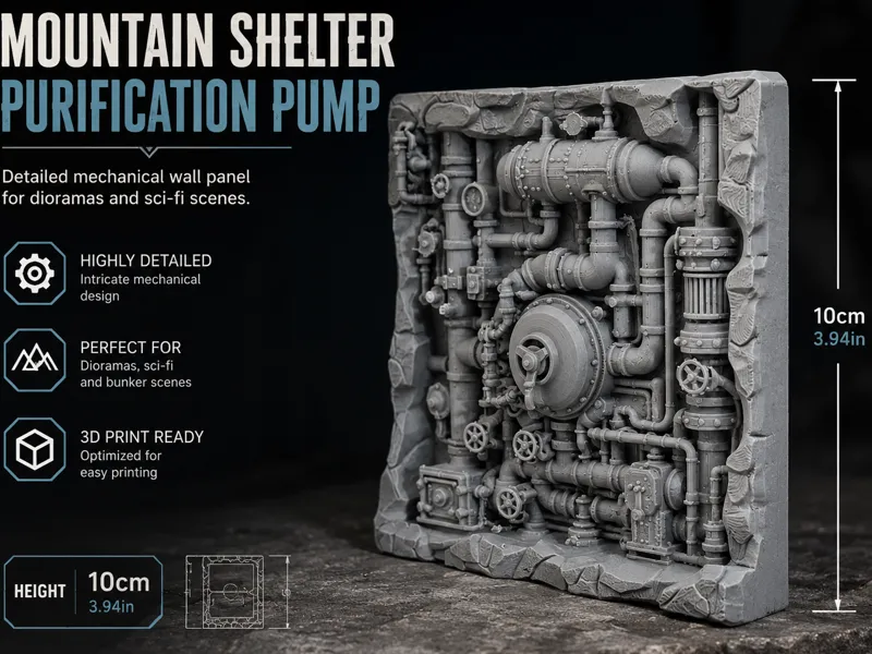 Sci-Fi diorama Mountain Shelter Purification Pump