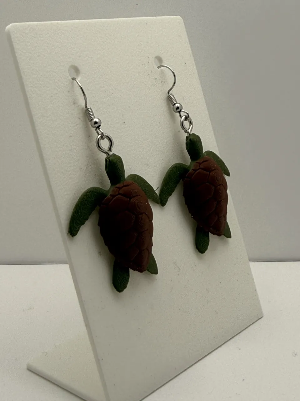 Sea Turtle Earrings (0.2mm Optimized) view 4