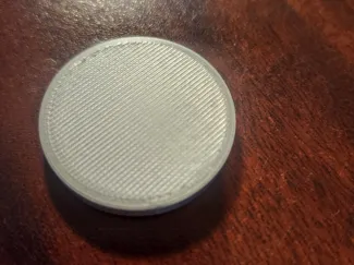 ABS flat surface test print. Poker Chip Shape