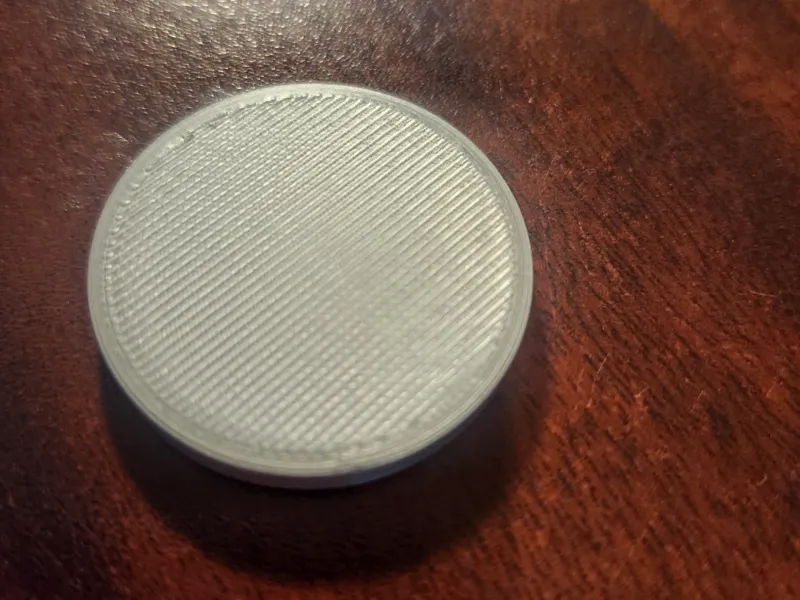 ABS flat surface test print. Poker Chip Shape