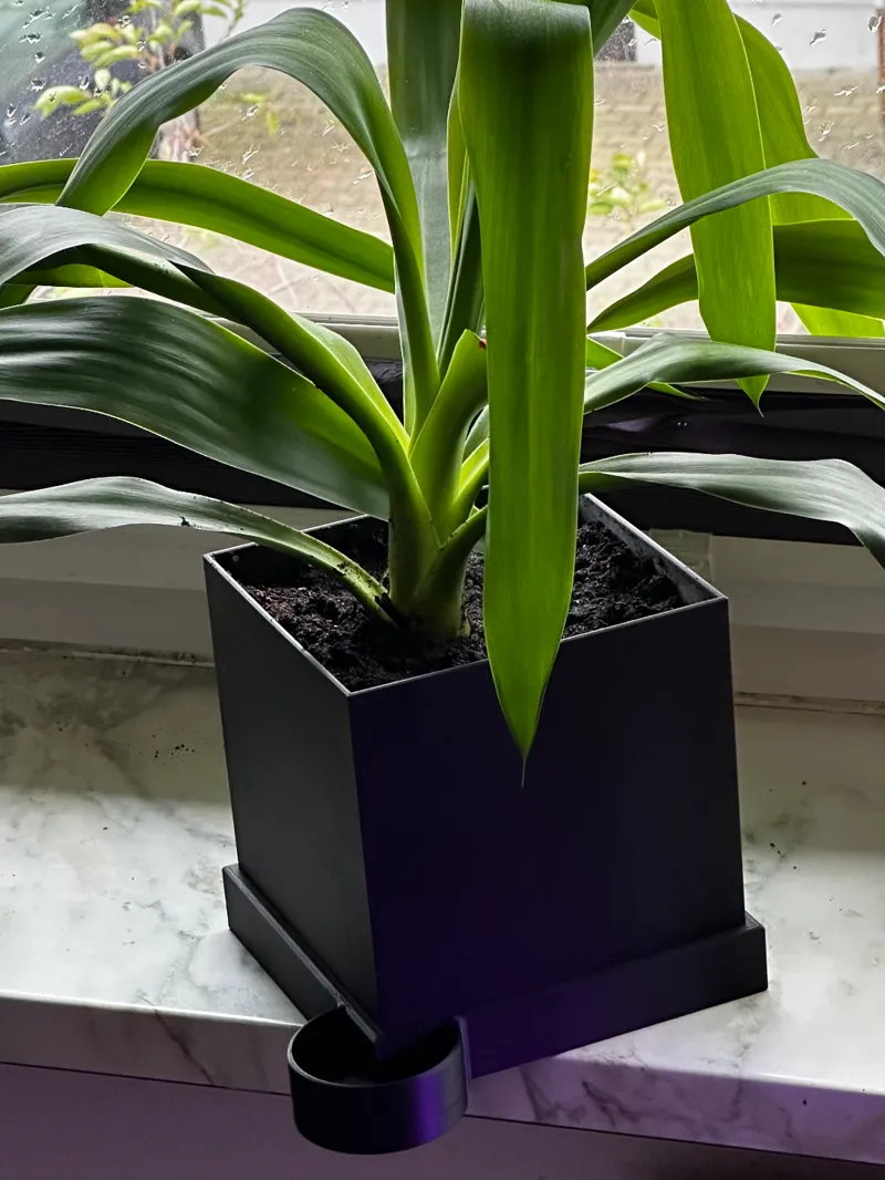 Plant pot with watering aid and tank