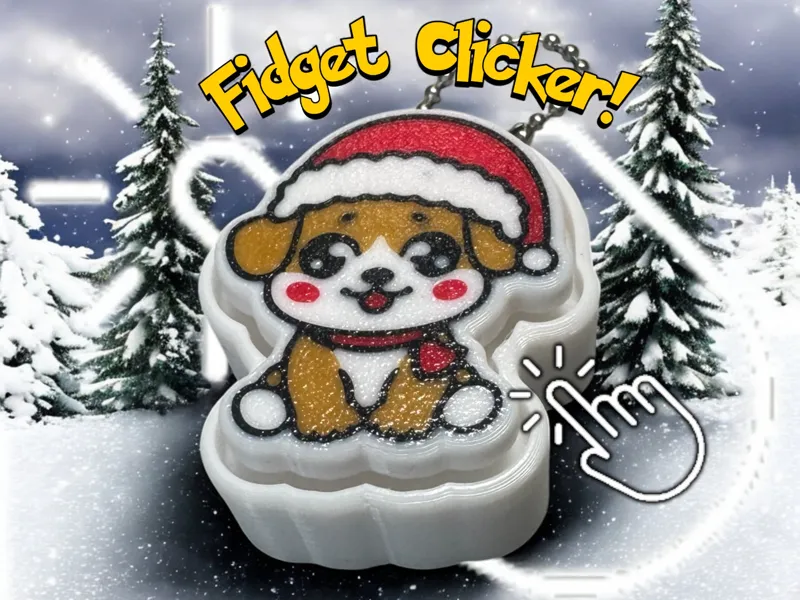 Xmas Dog Fidget Clicker - Keychain included.