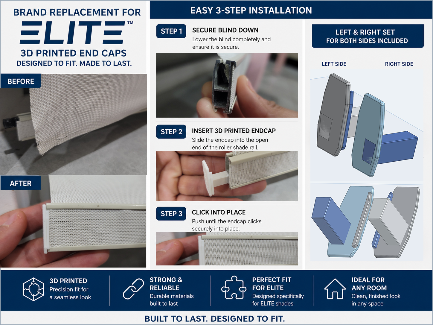 ELITE Blind Bottom Rail End Cap Replacement