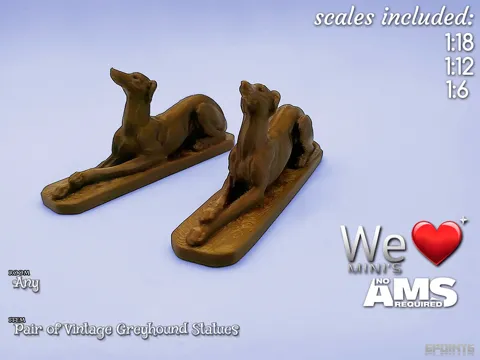 Figura decorativa: WLM - Pair of VIntage Greyhound Statues — referencia de MakerWorld