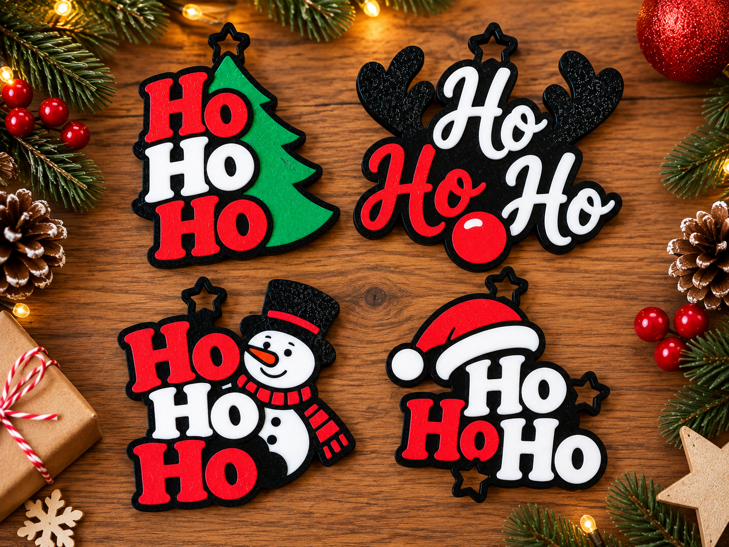 Ho Ho Ho Christmas Ornaments - 1