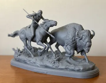 Modelo para impresión 3D: Buffalo Hunt — vista de referencia 3