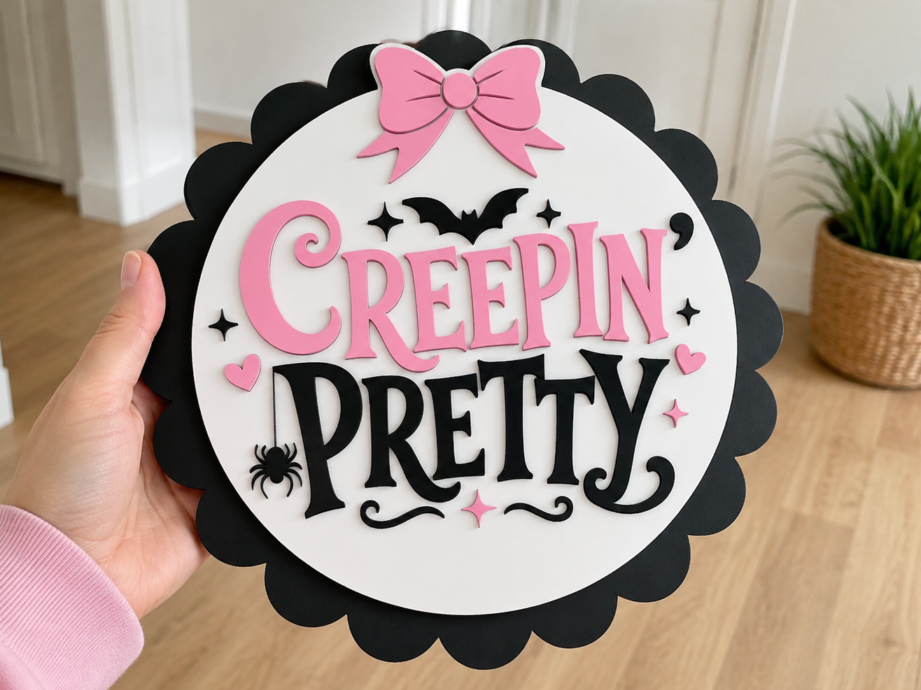 Creepin’ Pretty Halloween Round Cute Bow Decor - 1