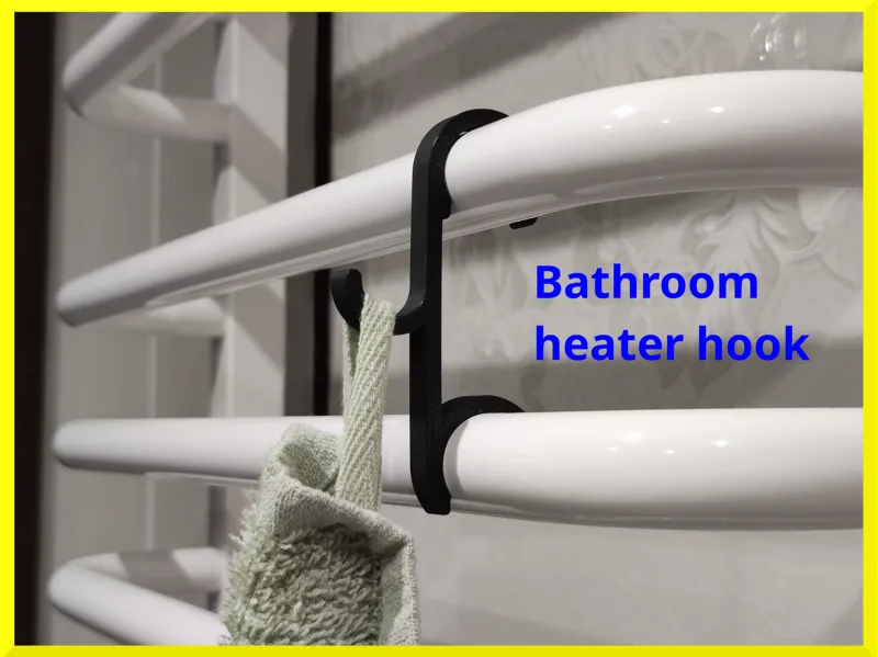 Bathroom heater hook for towel