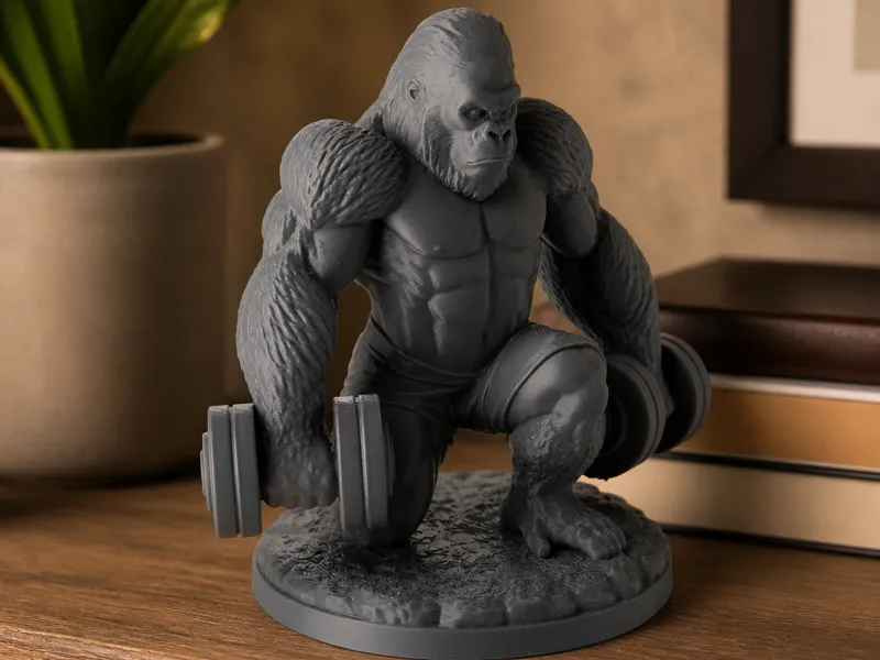 Muscular Gorilla Lifter Sculpture