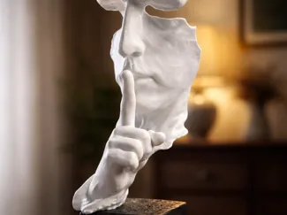 Silenzione, Hush, Scultura silenzio salotto figura