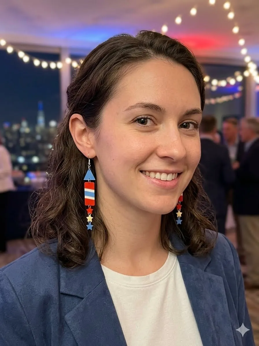 Star-Spangled Earrings (0.2mm Optimized) view 2