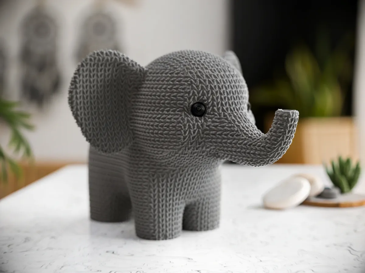 Cute Knitted Elephant - No AMS by AK MakerWorld: Download Free 3D Models - 3D model önizlemesi
