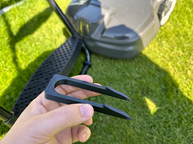 Trampoline ladder anchor for automower
