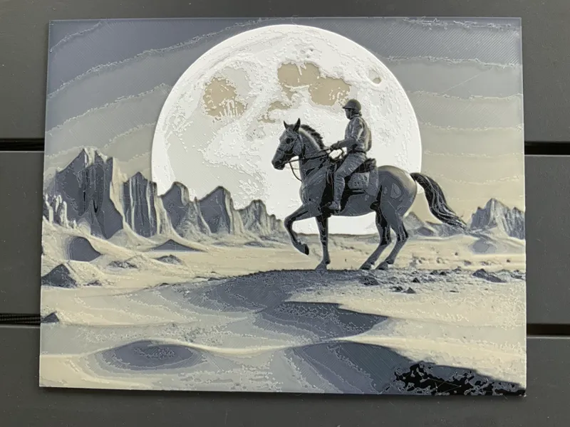 Riding a horse on the moon Hueforge