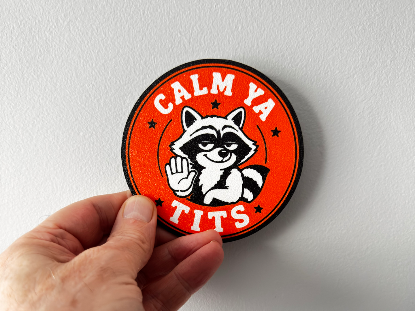 NSFW Calm Ya Tits Raccoon Funny coaster Coaster