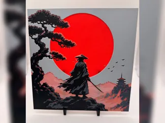 Ronin Beneath the Crimson Sun Hueforge Print