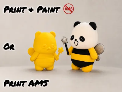 Cute Panda Bee Fairy with Magic Wand 