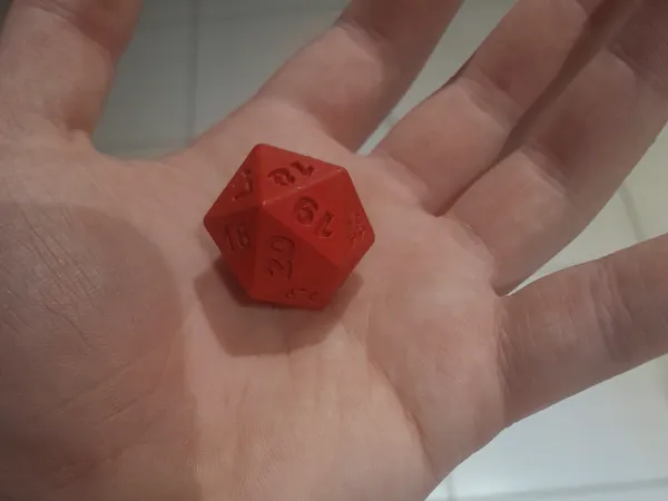 Dé D20, 100% infill, couches 0,08 mm