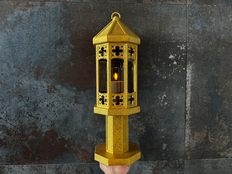 Cathedral-inspired LED candle lantern