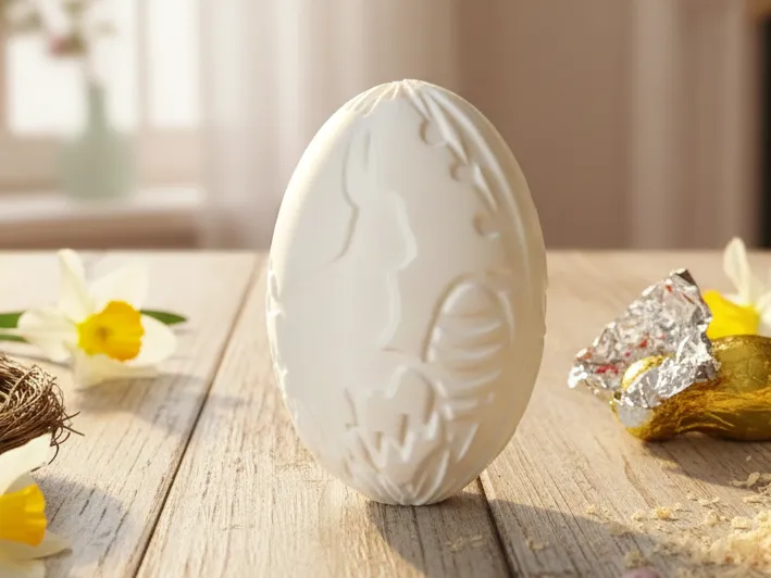Easter Egg with Bunny Relief