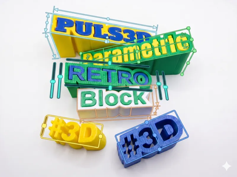 RetroBlock Texto 3D Paramétrico com Efeito Retro