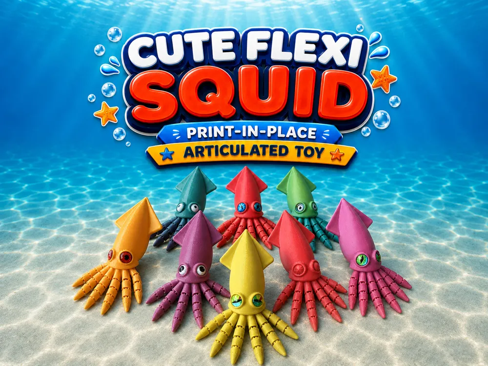 Objeto manipulable: Cute Flexi Squid – Print-in-Place Articulated Toy. Referencia del modelo original.