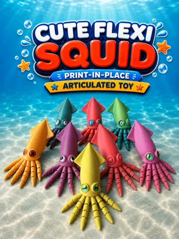 Objeto manipulable: Cute Flexi Squid – Print-in-Place Articulated Toy — vista de referencia 2