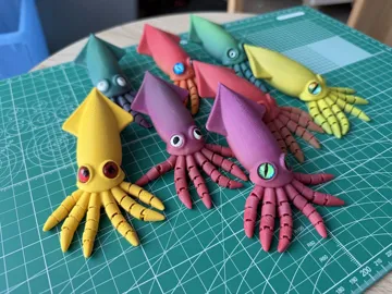 Objeto manipulable: Cute Flexi Squid – Print-in-Place Articulated Toy — vista de referencia 5