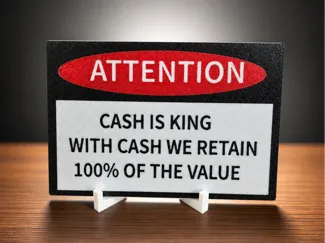 CASH IS KING SIGN