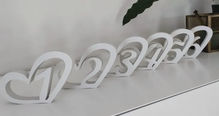 Table numbers with heart / Tischnummern mit Herz 