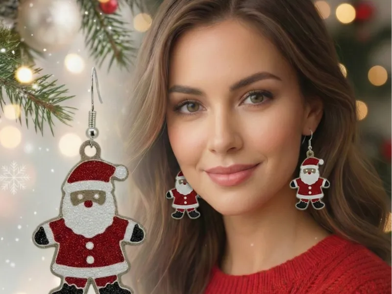 Cute Santa Earrings - Prints in 30 min!