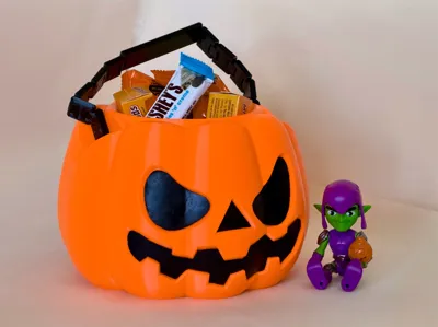 Halloween Pumpkin Candy Bucket (No support needed)