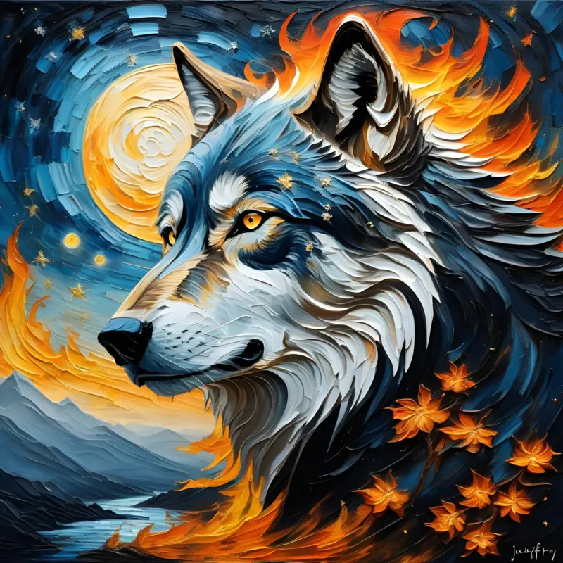 Night Fire Wolf