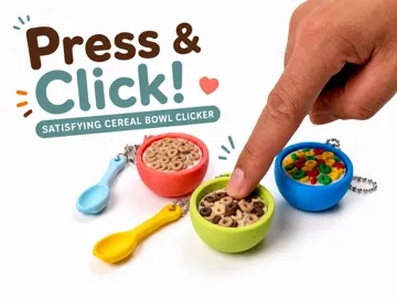 Objeto manipulable: Cereal Bowl Clicker Fidget Toy with Spoon Charm — vista de referencia 3