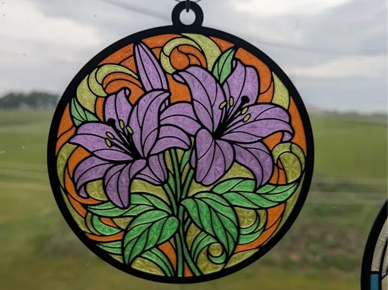 Purple Lilies Sun Catcher
