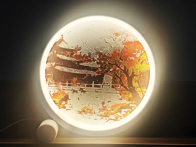 Miniatura 2 do modelo 3D 磁吸式 可更换画板 LED 创意 浮雕画环形灯 壁挂、摆台两种模式