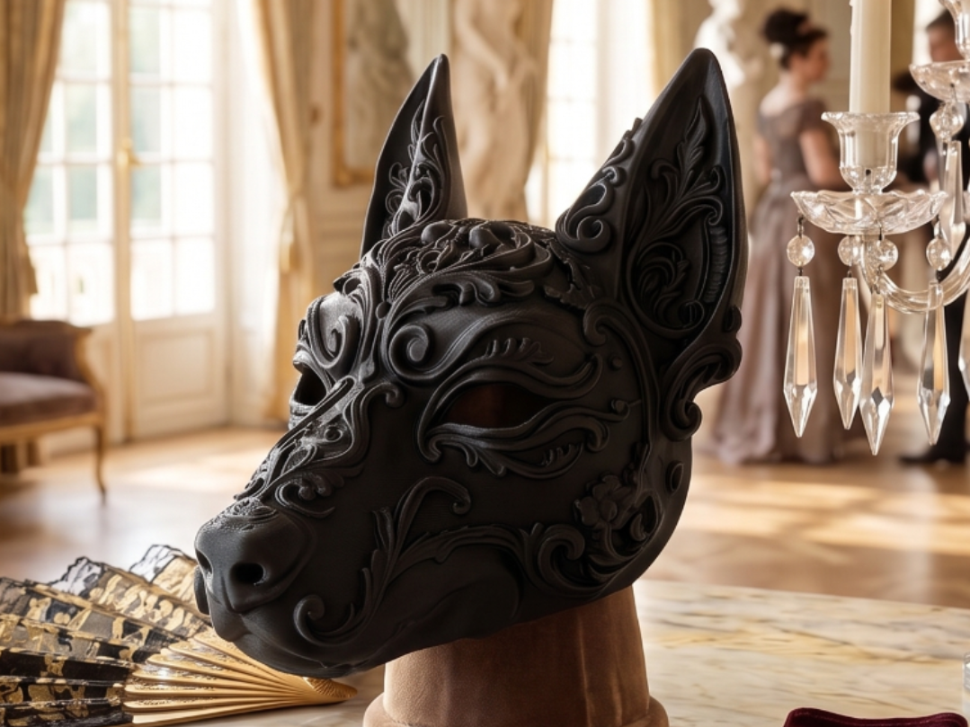 Baroque Doberman Royal Masquerade Mask 3D