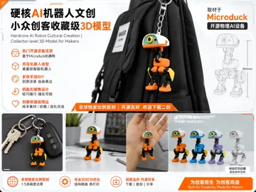 Modelo para impresión 3D: Microduck双足机器人挂饰(白模DIY上色) — vista de referencia 4