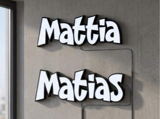 Insegna Led Nome 3D- Custom Lightbox-Matias-Mattia