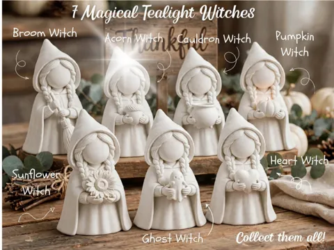 Accesorio de iluminación decorativa: Tealight Witch With Acorn Figure — referencia de MakerWorld