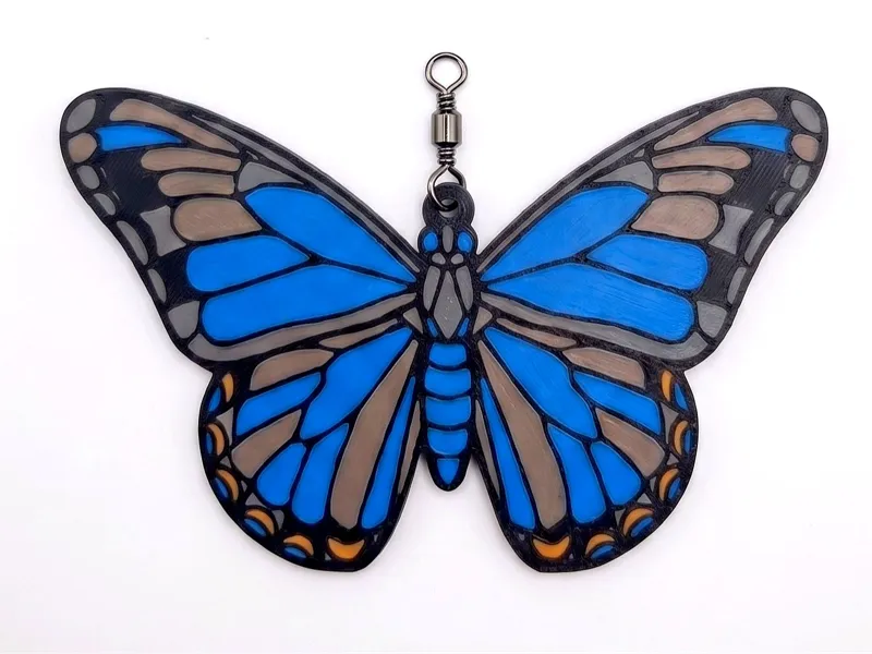 Blue Morpho Butterfly Suncatcher WindStained-Glass
