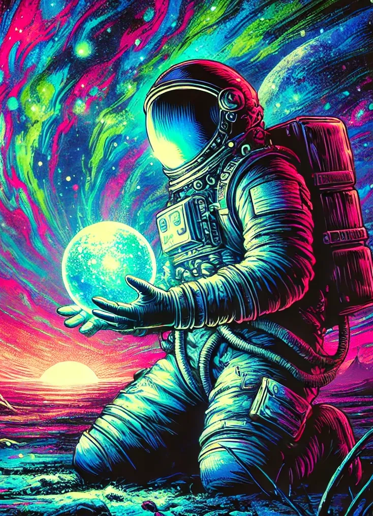 Astronaut Lithophane psicodélico