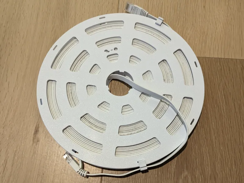 Flat ethernet cable spool with drill winding core