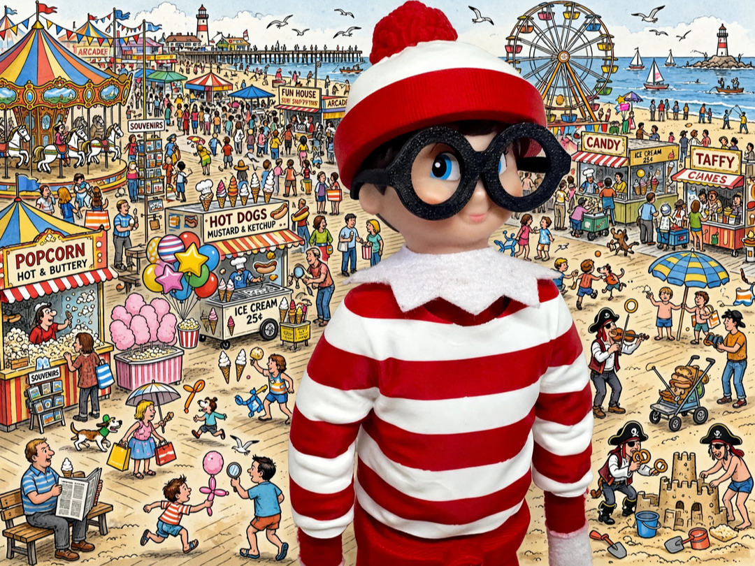 Where's Elfie Elf on the shelf disguise Waldo - 1