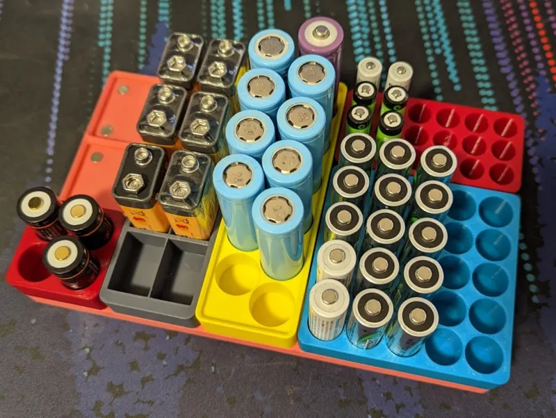 Gridfinity 9V Battery Trays (multiple sizes)