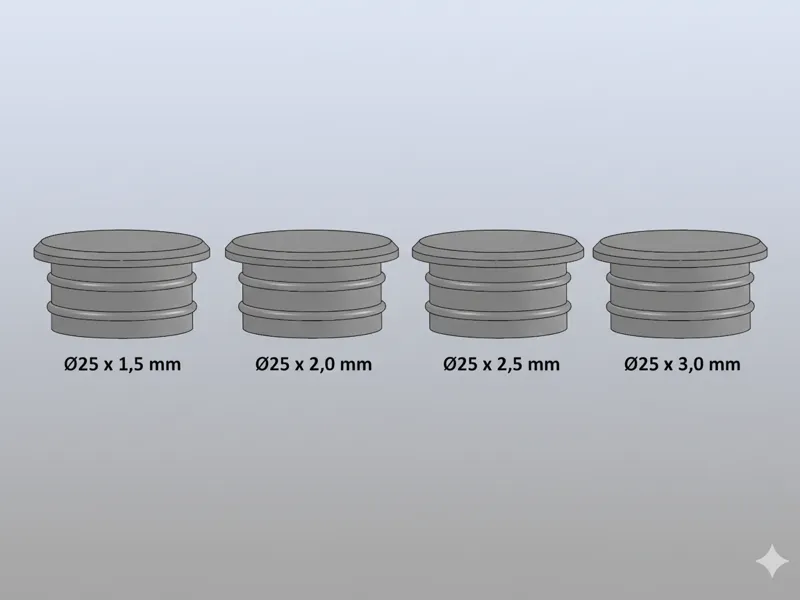 Round Tube Plug - 25mm multiple tube thicknesses
